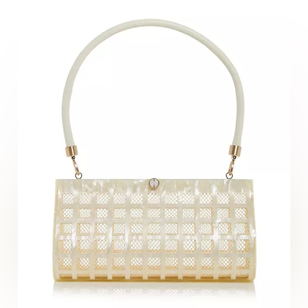 Alana Acrylic Shoulder Bag ~ Ivory NWT ~ like new with dust bag and box